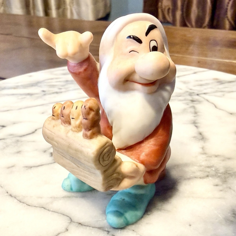 5pc VTG 90s Disney Snow White Seven Dwarfs Music Figurine Grumpy Happy Dopey Doc - Picture 8 of 11